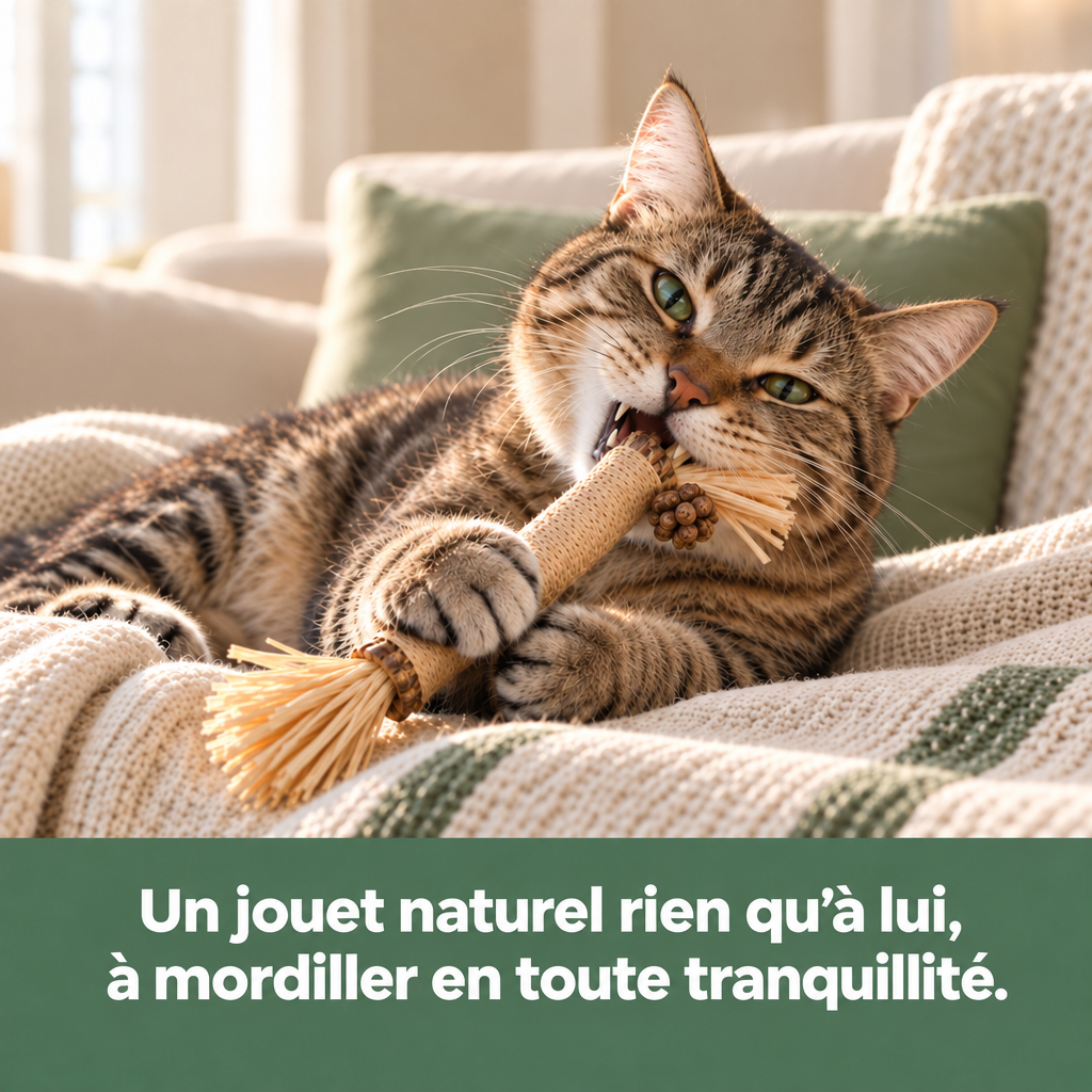 Chat mordillant son bâtonnet MeowVine
